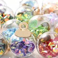 10pcs Clear Crystal Glass Ball Charms With Gold Cap, Shiny AB Color Spacer Pendants For DIY Jewelry Making, Necklaces, Earrings & Crafts - Random Color - View 4