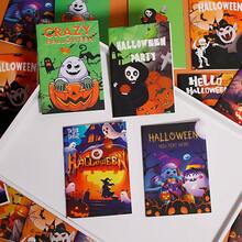 5PCS Halloween Mini Notebooks - Random Styles - DIY Pumpkin, Skull, Witch Shaped Sticky Notes - Halloween Stationery Supplies - A - View 4