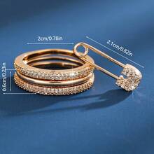 1pc Women's Ring Gorgeous And Exquisite Pin Design With Three Layers Overlapping And Sparkling Zirconia Inlay For Gift/Banquet/Personality - Three-ring Ring - View 3