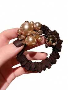 1/2 Pcs Fashion Elastic Faux Pearl Hair Ties,Soft Pleats With Faux Pearl Embellishment, - Multicolor - View 8