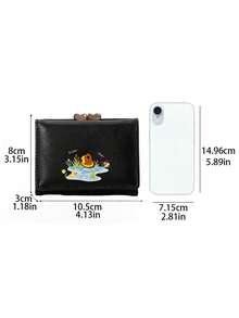 New Duck Cartoon Short Wallet, INS Style Cute & Playful Kawaii Print PU Leather Card Holder With Multiple Card Slots, Student Coin Purse, Women's Wallet, Coin Pouch - Multicolor - View 2