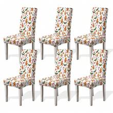 1/2/4/6pcs Christmas Print Chair Covers, Cartoon Holiday Atmosphere Decorative Dust-Proof Elastic Full-Coverage Chair Covers - Multicolor - View 19