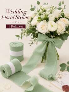 5 Buah Pita Chiffon Hijau Sage, Pita Kain Rumbai Vintage, Pita Rumbai Buatan Tangan, Untuk Bunga, Pita Pembungkus Kado, Pita Pernikahan dan Dekorasi Natal, Kerajinan DIY, Dekorasi Pesta, Dekorasi Baby Shower dan Pesta Ulang Tahun - Hijau Sage - View 7