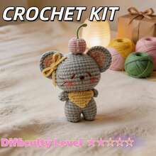 Mouse Crochet Beginner Kit, Adult Crochet Beginner Kit, Includes Step-By-Step Text Tutorial, DIY Knitting Kit, Cute And Fun Home Decor, Birthday, Valentine's Day, Halloween And Christmas Gift - Bow-kunkun Mouse DIY Material Kit - View 7