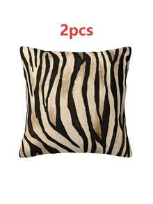 1pc Beige & Black Zebra Print Pillow Case, Modern Animal Pattern Decorative Cushion Cover, Suitable For Living Room Sofa, Country Style Throw Pillow Cover (Pillow Insert Not Included) - Multicolor - View 9