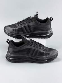 Men's Lace-Up Athletic Outdoor Walking Shoes - Black - View 4