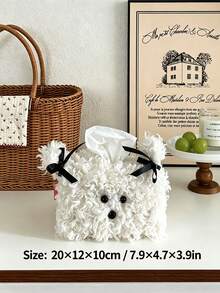 6,1 Cute Plush Dog Shaped Tissue Box Cover, Creative Plush Tissue Holder, Multi-Purpose Napkin Box, Suitable For Home Living Room Desk Dormitory, Decorative Desktop Ornament, Also Can Be Used As Car Tissue Box For Interior Decoration - Multicolor - View 8