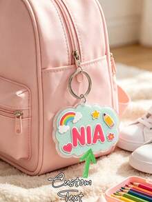 Custom Cloud Acrylic Keychain, Personalized Name Cute Rainbow Bag Charm, Acrylic Key Ring Pendant, Suitable For Backpack, School Bag, Handbag And Luggage - Multicolor - View 3