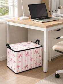 Covered Storage Box, Foldable Storage Box, Storage Box, Book Organizer, Office Organizer, Under Bed Storage, Suitable For Work, School, Dormitory Storage, Back To School Season, Dormitory Essentials, Christmas Gifts, Holiday Souvenirs, - Multicolor - View 1