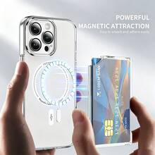 1pc MagSafe Magnetic Transparent Wallet Card Holder Stand, Compatible With All Phone Models Magnetic Card Sleeve Phone Case Card Slot Protective Cover - Clear - View 3