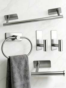 5-Piece Bathroom Stainless Steel Towel Ring Towel Rack Bathroom Towel Bar Bathroom Hook Set Bathroom Shelf Toilet Paper Holder Storage Hook Hotel - Square Bottom Nail-free - View 11