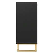 The Black Sideboard (152 X 40 X 75 Cm) Features A Unique Geometric Design Along With Gold Handles And Legs For A Touch Of Elegance - Black - View 6