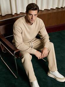 Setelan Sweatshirt & Celana Pria Kasual Serbaguna untuk Perjalanan Sehari-hari di Musim Semi/Gugur - Khaki - View 3