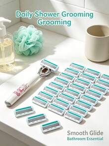 24pcs Women's Razor Blades, Eyebrow Shaver, Facial Razor, Multi-Blade Replacement Blades, Portable Smooth Shaving, Home & Travel Personal Care, Bikini Grooming, Leg Shaving, Facial Hair Removal - Upgraded Version - View 4