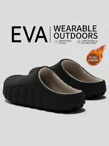 Sandal Rumah Pria MAOLI EVA Shell Warna Polos Lembut Ringan Elastis Cocok Untuk Olahraga Luar Ruangan Pakaian Kasual Cocok Untuk Penggunaan di Rumah Desain Berlubang Sol Bergelombang Unisex Ujung Bulat Sandal Selop Setengah Tertutup CN36-45 - Hitam - View 7