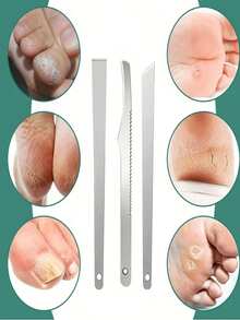 4/3/1pc Professional Stainless Steel Foot Exfoliating Tool With Handle And Splash Guard, Suitable For Home And Spa Foot Care, Especially For Dry And Cracked Heels, Unisex, Perfect For Summer, Easy And Efficient Operation, Ergonomic Curved Handle For Comfortable Grip, Stainless Steel Surface With Different Grit Particles, Ideal For Removing Calluses - Multicolor - View 4