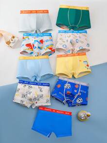 9pcs/Pack Boys' Comfortable Breathable Underwear, Cartoon Astronaut, Dinosaur, Space Planet Print, For Kids & Toddlers - Multicolor - View 2