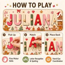 Puzzle Nama Manusia Kue Jahe Kustom, Dekorasi Pesta Natal yang Dipersonalisasi, Suvenir Huruf Kustom, Hadiah Liburan Anak yang Dapat Disesuaikan, Ornamen Meja - Gaya B - View 8