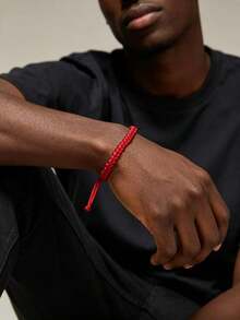 6/12pcs Vintage Red Lucky Braided Bracelets, Handmade Woven Texture, Personalized Unisex - Red - View 3