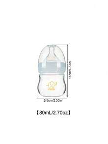 1pc Baby Transparent Glass Bottle, Wide Mouth, 80ml/120ml/160ml, Suitable For Newborns' Daily Feeding - Clear - View 10