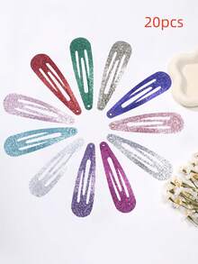 10/20pcs Kids Sequin BB Hair Clips, Colorful Cute Hair Clips, Bangs Clips, Side Clips, Children Hair Accessories Gift - Multicolor - View 6