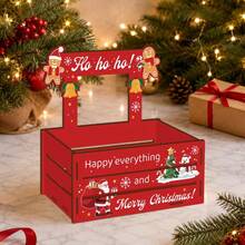 Semoga semuanya berjalan dengan baik, Selamat Natal! Kotak Penyimpanan Kayu Motif Santa Claus, Kotak Organizer Kayu Dekorasi Natal, Wadah Penyimpanan Dekoratif Terbuka, Dekorasi Rumah Gaya Pastoral untuk Meja, Hadiah Natal Sempurna untuk Teman dan Keluarga - MultiWarna - View 3