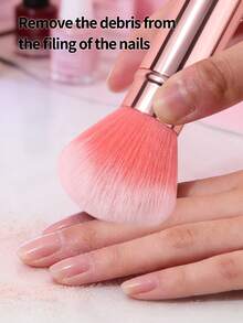 1pc Pink Upright Nail Brush Portable Desktop Mushroom Brush Multi-Purpose Nail Cleaning Brush Professional Nail Salon Essential Nail Tool - Pink - View 6