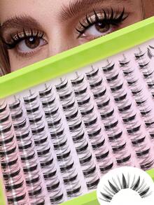 10 Baris 100pcs Bulu Mata Peri 8-18mm Bulu Mata Palsu Segmen Lengkung Tebal Alami, Cocok Untuk Pemula - View 1