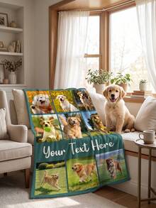 Custom Photo Text Throw Blanket, Personalized Picture Collage Fleece Blanket, Customized Pet Memory Photo Blanket For Sofa Bed Home Decor Gift - Multicolor - View 5