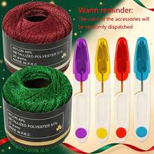 2pcs/Set Shiny Gold And Silver Metallic Thread, Metallic Luster Crochet Yarn Cord, Suitable For Gift Wrapping, DIY Crafts, Holiday Decoration, Bow Making, Crochet, Party Gift Bag Accessories - Multi-color/Multi-style - View 5