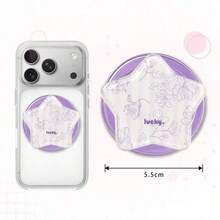 1pc Creative Star Mirror Epoxy Air Cushion Phone Stand, Strong Suction Desktop Slouchy Bracket - Multicolor - View 2