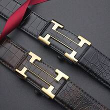 1PC Men's Automatic Buckle Belt, Crocodile Pattern Casual Belt, PU Leather Automatic Buckle Belt, Plastic Buckle With PU Leather Strap, Lightweight And Portable, Suitable For All Seasons - Multicolor - View 5