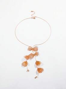 imoli 1pc/Fashion Old Money Exaggerated Style Metal Large Copper Computer Chip Butterfly Shape Tassel Long Necklace Suitable For Women's Daily, Workplace, Commute Outfit Jewelry Gift - 28296-g - View 6
