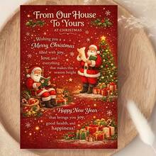 52-Piece Set (1 Greeting Card + 1 Envelope + 50 Tags) One Christmas Card, With A Free Envelope, Suitable For Friends, Family And Neighbors, Holiday Greetings, 2D Cards, Suitable For Family Exchange And Winter Parties, Christmas Cards. - Multicolor - View 5