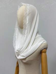 Bridal Chiffon White Veil Shawl Muslim Church Wedding Latin Black Veil - Multicolor - View 9