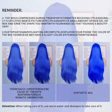 Blue Color 1pc Long Silky Straight 13*4 Lace Frontal Synthetic Wig For Women Preplucked Cosplay Daily Party Heat Resistant Fiber Front Wig Wedding Gifts - Multicolor - View 9