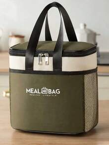 1pc Green Portable Insulated Lunch Bag, Thickened Aluminum Foil Cold Storage Lunch Box, Waterproof & Fresh-Keeping, Suitable For Office Workers And Students To Carry Lunch, Food Warmth, Essential For School, Travel And Camping - Multicolor - View 6