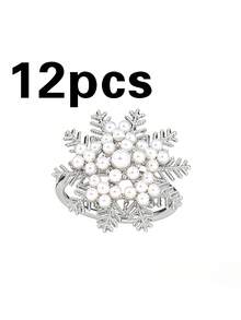 6/12pcs Christmas Pearl Snowflake Napkin Rings, Suitable For Christmas Restaurant Table Decoration, Christmas Napkin Rings, Suitable For Christmas Table Decor Napkin Rings, Christmas Napkin Holders, Christmas Party Napkin Rings - Multicolor - View 8