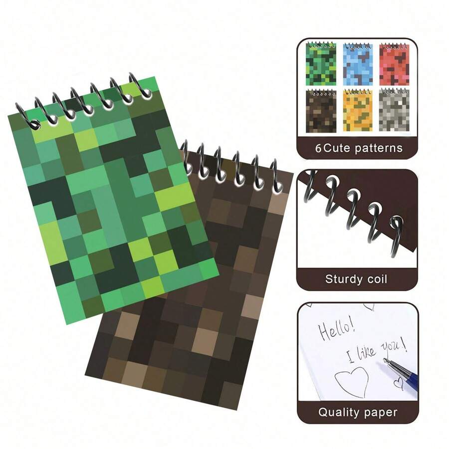Pixel Game Coil Bound Loose Leaf Notebook Portable Notebook - Multicolor - View 1