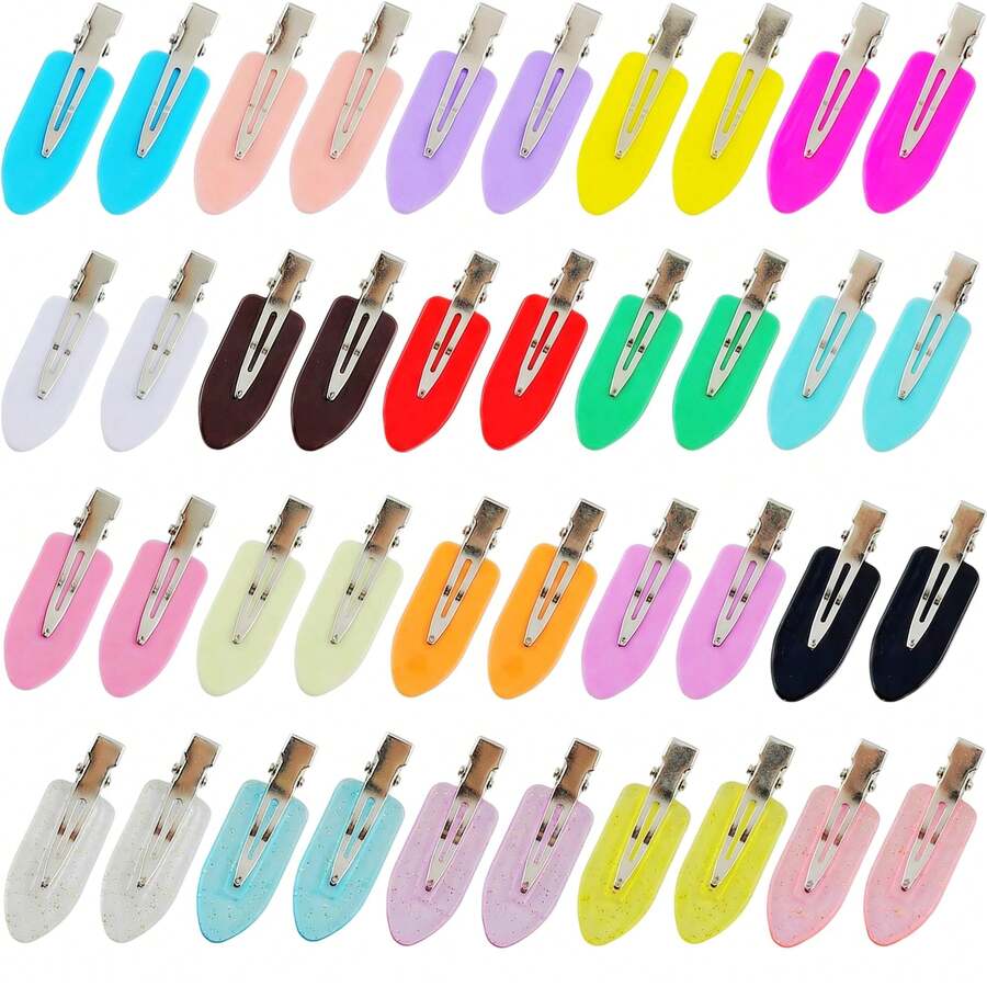 2/6pcs Leaf Shaped Seamless Bangs Hair Clips Plastic Makeup Wash Face Headband