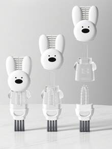 3pcs New Cute Rabbit 3-In-1 Cup Brush, Petal 3-In-1 Cup Brush, Multi-Functional Gap Cleaning Brush, Tea Cup & Baby Bottle Slot Brush, Portable For Home And Travel - Multiple Styles and Colors - View 4