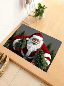1pc New Christmas Best Seller - Daily Decoration - Holiday Decoration - Christmas - Santa Claus & Pine Tree Rug, Suitable For Living Room, Bedroom, Indoor - Machine Washable - Flannel Material, Delicate Texture, Comfortable To Skin, No Pilling, Easy Care, Odorless - Perfect For Home Decor, Room Decor, Living Room Rug, Bedroom Rug, Bathroom Rug, Kitchen Rug, Area Rug, Hotel Decor - Area Rug, All Season - Multicolor - View 2