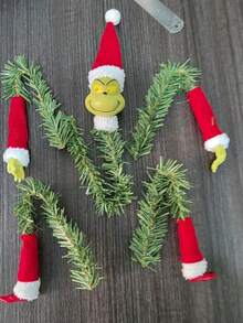 The Grinch 1 Set Christmas Tree Body Decoration, Wearing Christmas Hat Humanoid Doll Shape, Christmas Tree Fun Decoration Kit, Suitable For Winter Christmas Tree Decoration, Home Holiday Decor, Party Backdrop, Window Display Scenes - Multicolor - View 11
