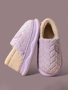 New Men's Indoor Home Slippers, Warm Fuzzy Plush House Shoes For Autumn And Winter - Pink - View 2
