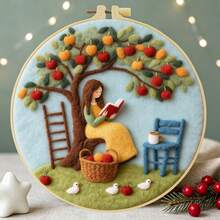 Needle Felting Kit For Beginners. 2D Flat Printing. Gentle Woman. For New & Skilled Crafters. DIY Wool Painting Set. Includes Foam Mat, Felt, Hoop & Guide. Handmade Home Decor Ornament. 20x20cm/7.87x7.87in. - 20x20cm/7.87x7.87in - View 7