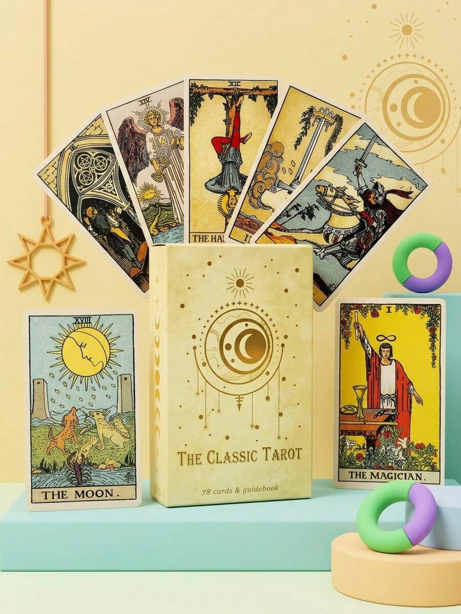 POKOJA LAND 78pcs Classic Tarot Cards With Beginner's Guide, Portable Divination Game, Halloween & Thanksgiving Gift, Paper Guidebook - Multicolor - View 1