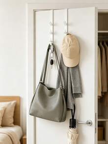 Over-The-Door Hook, Space-Saving Door Hanger/Storage Rack - No-Drill Plastic Multi-Hook Organizer, Suitable For Bags, Hats, Scarves And Umbrellas - Home Storage Rack For Bedroom And Bathroom, Also Suitable For Dorms And RVs - Multicolor - View 3