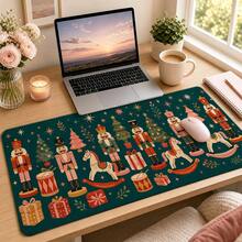 Retro Nutcracker Large Mouse Pad, Christmas Gaming Desk Mat, Extended Keyboard Pad , Polyester Surface With Rubber Base For Office, Home Computer Setup, Holiday Decor And Gamer Gifts 3 Sizes Available - View 3