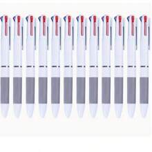 4/6/10/12/20/30pcs 3-In-1 Multicolor Retractable Ballpoint Pens, White Barrel Black Red Blue Ink Writing Pens, Office School Diary Pens, Desktop Office Accessories - Round - View 11