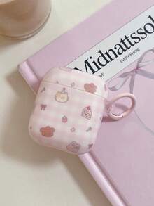 Girly Pink Plaid Cat & Dog Pods 4 Protective Case, Compatible With Apple Pro Earbuds Pod 3, 2nd Gen Wireless Bluetooth, 3rd Gen, 2nd Gen Pod Pro, 4th Gen, 5th Gen - Baby Pink - View 2